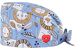 RIOU BIKINI riou Gorro Quirúrgico Flor Corbata Algodón Gorro de Cirugía Ajustable Médico Enfermera Gorro Quirofano Reutilizable para Pelo Largo Corto Gorro de Trabajo