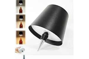 Neioaas Wireless Bottle Lamp,2025 New 3 Color Stepless Dimming Wireless Wine Bottle Lamp, USB Rechargeable Touch LED Wine Bottle Lights for Home,Bar,Camping,Travel (Black,1PC)