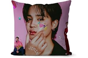 LOUJIN bts merchandise BTS JIMIN Canvas Pillow - Square Throw Pillow Cases Decorative Cushion - For Girls Bedroom With Invisibl 45cmx45cm