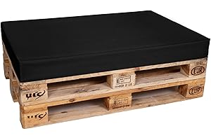 ‎TEXDEKO TexDeko® Palettenkissen 120 x 80 x 12cm Wasser-& schmutzabweisend Abnehmbarer Bezug mit Reißverschluss waschbar gepolstertes Sitzkissen für Europalette Palettenpolster (Schwarz)