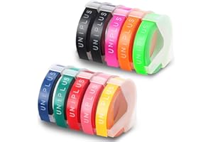 UniPlus Lot de 10 Rubans D'étiquettes Compatibles pour Rubans de Dymo Gaufrage Omega S0717930 S0717900 9 mm x 3 m Ruban D'étiquettes 3D Autocollant pour Dymo Omega Junior Motex E-101 E-303 étiqueteuse