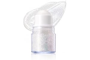 Vaethy Glitter ansikte, rulle på kropp glitter, sjöjungfru paljett ansikte glitter för kropp, hår, glitter gel vit med holografisk Shimmer, festival glitter rave tillbehör kvinnor för karneval
