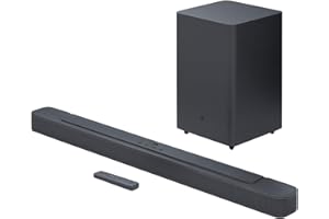 JBL BAR 2.1 Deep Bass MK2, Soundbar a 2.1 Canali per TV e Subwoofer Wireless, Altoparlante con Telecomando, JBL Surround, Bassi Profondi, Dolby Digital, Connessione HDMI ARC e Ottica, 300 Watt, Nero