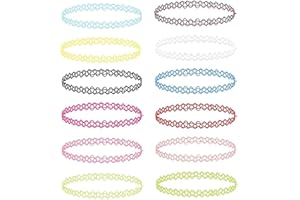 XUZWECP Collar de gargantilla elástica de 12 piezas, collar arcoíris, gargantilla elástica vintage, collar elástico vintage gótico, chica punk, joyería de moda de caucho/plástico