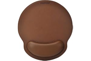 MAIDERN Tappetino per mouse in memory foam con supporto per polso, ergonomico tappetino per mouse in pelle PU con poggiapolsi, base in gomma antiscivolo (marrone)