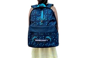 JACOB COMPANY Sac à dos Minecraft - Sac à dos - Sacs d'école - Logo de l'épée, kl-bleu, L