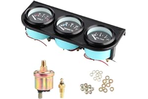 Aramox Kit di misuratori universali per auto 3in1, 1/8in NPT 52mm/2in 3-in-1 Car Meter, Voltmetro 8-16V + 40-120 ℃ Misuratore di temperatura dell'acqua + 0-7kg Pressione olio