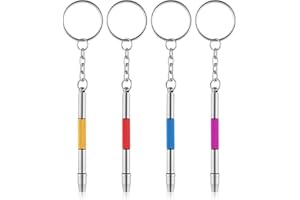 Nogeqi 4 Stück 4 In 1 Brillen Schraubenzieher, Schraubendreher für Brillen Reparaturset, Mini Schraubenzieher Brille, Brillenwerkzeug Set Klein, Brillenschrauben Screwdriver Schlüsselbund