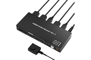 Przełącznik 2 x 1 8K HDMI KVM – Tendak 2 porty HDMI 2.1 KVM Switch USB PC komputer KVM przełącznik klawiatura mysz przełącznik Box obsługa 8K 60Hz 4K 120Hz HDCP 2.3 do laptopa PC PS4, Xbox HDTV