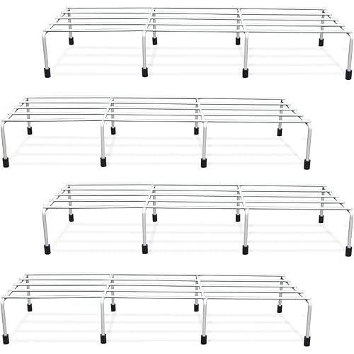 BonKaso Premium Rectangular Anti-Rust Metal Plant Stand Set (Pack of 4) - Stylish White Stands for Indoor, Outdoor, and Balco