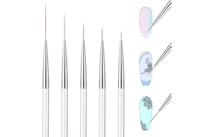 Qianyu Zestaw 5 pędzli do zdobienia paznokci pędzel do malowania detali artystyczny projekt narzędzie do rysowania paznokci materiały technologiczne lakier żelowy manicure domowy