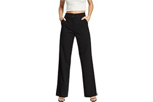 femiss Women's Wide Leg Trousers Tailored Office Work Smart Formal Relaxed Fit Trouser