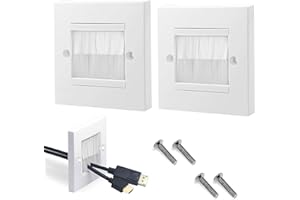 BUTYEAK Passe Cable Mural, Sortie de Cable, Plaque Murale Brosse, Passe-CâBle Murale Sortie, Murale pour CâBle MultiméDia Ouverture à Brosses, pour Passage de CâBle, Prise Murale, Sortie de Cable Prises, TV