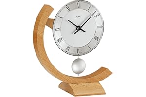 AMS. 163 Reloj de Mesa Moderno de Cuarzo de Madera Maciza y Metal, para salón, Dormitorio, Fabricado en Alemania