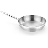 BRA A121612 Professional Frying Pan, 24 cm, Stainless Steel, 18/10, Triple Bottom Diffuser without Non-Stick, Full Induction,