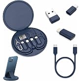 YAFIYGI 9'u 1 Arada Kablo Kılıfı USB Adapt&ouml;r Kablosu D&ouml;n&uuml;şt&uuml;rme Saklama Kutusu, USB Tip C - Mikro USB/Yıldırım/USB A Kablosu 