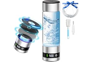 Leopacat Bottiglia Acqua Idrogenata Portatile, 460ml con Tecnologia SPE/PEM, Ionizzatore per Generare Acqua Ricca di Idrogeno ad Alta Concentrazione in 5 Minuti, per Casa, Ufficio, Palestra e Viaggi