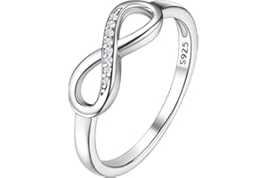 Suplight 925 Sterling Silver High Polish Infinity Knot Wedding Rings, Engagement Band Cubic Zirconia Infinity Ring for Women Girls