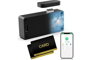 Cabinet Lock RFID Card NFC Hidden Dresser Drawer Lock eLinkSmart - Cupboard Door Lock with Bluetooth APP for Child Safety Kitchen Pantry Furniture Black