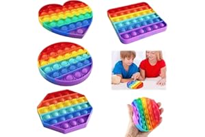 SPETNGSAKE 4 Stücke Pop it Set,Pop it Spielzeug Baby,Antistress Popit,Rainbow Poppit,Anti Stress Pop up Spielzeug,Push it Poppet,Drückspiel Kinder silikon,für Autismus,ADHS,Kinder,Erwachsene(4 Formen)