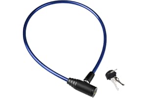 LEVENSON Lucchetto bici con cavo acciaio rinforzato 60 cm blocco tasti per protezione avanzata durevole facile da usare e altamente efficace contro i furti (Blu)