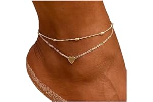 Clataly Sun Moon Braccialetti Della Caviglia Multistrato Ananas Amore Tartaruga Perline Della Caviglia Accessori Estivi Beach Foot Gioielli per Le Donne Ragazze (Gold Love Anklet)
