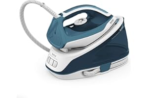 Tefal, Express Essential, Steam Generator Iron, 120g/min Steam Output, Xpress Glide Soleplate, 280 g/min Steam Boost, 5.2-Pump Bars, with Scale Rinsing System, White and Blue, (SV6115)