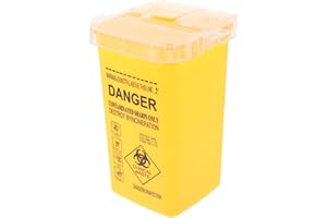 ULTECHNOVO Contenedor de 1 litro para objetos afilados para uso doméstico. Depósito portátil de eliminación de agujas pequeño con diseño de tapa dividida y mecanismo de bloqueo para