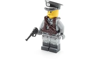 BRICKSSTUFF Tedesco Ufficiale Equipaggiato con Brickarms Luger, Gilet e Tappo Stampati Personalizzato Figura