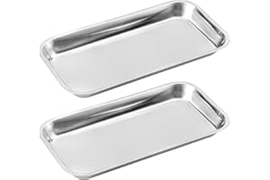 GUANGYUAN Metal Medical Tray Instrument Tray 8.85 × 4.52 × 0.67" Little Stainless Steel Medical Tray Small Metal Surgical Trays Lab Tray Dental Clinical Tray