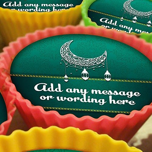 Eid Ul-Adha Green - 20 x 5cm Personalised Edible Cupcake Toppers on Premium Icing