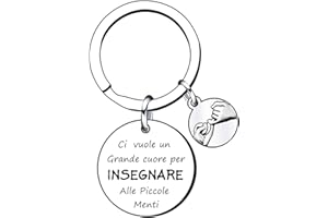 VZIUYTRE Regalo di Festa dell'insegnante Maestro Portachiavi da Donna Uomo Ciondolo Argento con Incisione Idee Regalo Natale Regalo di Laurea per Insegnante，Regalo di Compleanno per Insegnante
