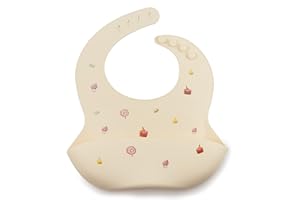 J. BØRN J.Børn Silicone Baby Feeding Bibs | Hand-Painted Designs On Silicone Bib | Waterproof Baby Bibs | Easy To Clean Baby Weaning Bib | 4 Adjustable Sizes with Deep Front Pockets