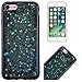 Produktbild CE-Link iPhone 7 / iPhone 8 Hülle Glitzer Weiche Silikon Handyhülle Schwarz Schutzhülle Ultra Dünn Slim Glitter Backcover mit Bling Bling Sterne Muster Silicone TPU Bumper Clear Handy Tasche Schale Etui Weich Handytasche Soft Flexible für iPhone 7 / iPhone 8 (4,7 Zoll) Case Cover + 1 x HD Schutzfolie - Blau und Grün
