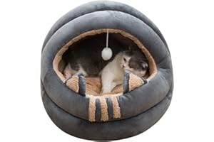 PETCUTE Cama Tipo Cueva para Gatos y Perros, Lavable, Súper Suave para Interior con Fondo Antideslizante