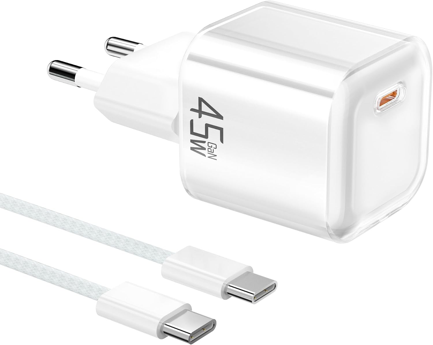 YISH Cargador USB C Carga Rapida 45W：GAN PD3.0 Enchufe USB C Movil Cargador Tipo C Carga Rapida Compacto para Teléfonos Inteligentes y Tabletas con 60W Cable Tipo C a C