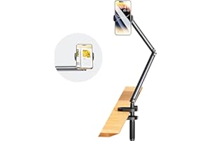 PUJUDODA Support Telephone Bureau,Support Téléphone Lit Pivotant à 360°,Flexible Réglable à Long Bras Articulé Porte Telephone pour iPhone 15/14/13/12/10,Smartphone