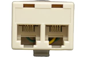 PRENDELUZ Clavija telefónica doble, 39.015/6/4/BT BL, con características técnicas para conexión dual, ideal para instalaciones de telefonía.