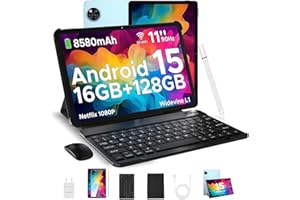 ‎DOOGEE DOOGEE U11 2025 Neueste Android 15 Tablet 11 Zoll 16GB+128GB (2TB TF) Widevine L1 Gaming Tablets, 8580mAh, Octa-Core, 2.4G+5G WiFi, 13MP+5MP, Tablet mit Tastatur, Maus, Stift, Hülle und Schutzfolie