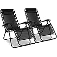 2x Sunloungers, Bigzzia Folding Recliner Garden Chair leisure Beach Chair With headrest For Garden Outdoor Camping