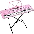 Pack MAX KD61P - Clavier/Piano 61 Touches avec Support | Piano Électronique Portable Débutant - Rose
