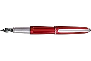 DIPLOMAT - Aero - Pluma Estilográfica de Acero - Punta fina - Rojo - Resistente y elegante - Garantía de 5 años