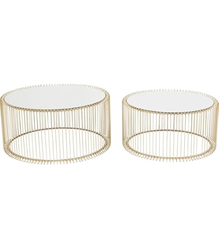 HOMCOM ronde salontafel 2-delig set stapelbare bijzettafel met metalen