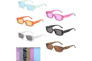 BMHNQ 6 Piezas Gafas de Sol Rectangulares Vintage Gafas de Sol Mujer Grande Moda Polarizadas Clásicas Vintage Protección UV400 Conducción Gafas de Sol para Señoras y hombres gafas retro de los 90