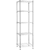 Amazon Basics Estantería ajustable con 5 baldas, Cromado, 40.6 cm x 40.6 cm x 137 cm (profundidad x ancho x alto)