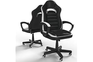 Flamaker Gaming Stuhl Bürostuhl Gamer Stuhl 150 kg Belastbarkeit Racing Stuhl Ergonomischer Computerstuhl Drehstuhl Rennstuhl Lederstuhl PC (Weiß)