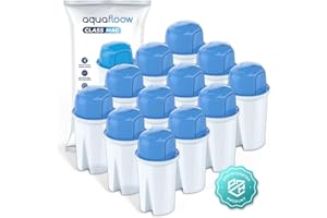 Aquafloow Wkład Filtrujący, Filtr do dzbanka | Zamiennik do Dafi Classic, Aquaphor B15, Brita Classic, Laica | Oczyszczający Wodę I Wzbogacenie wody Magnezem, Wkłady do Wody Stołowej – 12 Sztuk