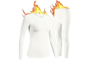 UNIQUEBELLA Womens Thermal Underwear Set,Crew Neck Long Sleeved Base Layer Top & Leggings Multifunctional Home Thermal Base Layers for Sports Skiing