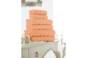 LIZZIE JACOBS New Zero Twist 100% egipska bawełna, ręczniki, 600 g/m², luksusowe, bardzo grube, super miękkie, wysoce chłonne, szybkoschnące ręczniki/ręczniki kąpielowe, brzoskwiniowe, ręcznik