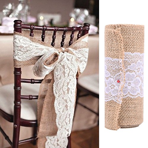 Stuhldekoration Jute Band Stuhl Schärpe mit Spitze für Hochzeit LianLe